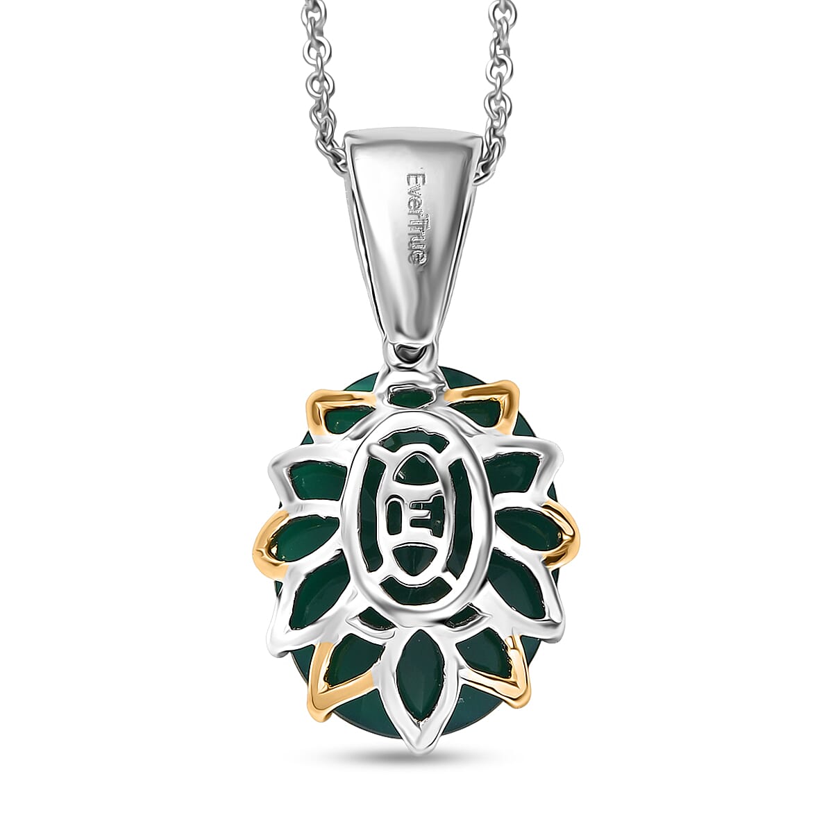 EverTrue Green Onyx 38.20 ctw Ring (Size 7.00) and Pendant with Beaded Necklace 20 Inches in 18K YG Plated and Platinum Bond (Del. in 7-10 Days) image number 8