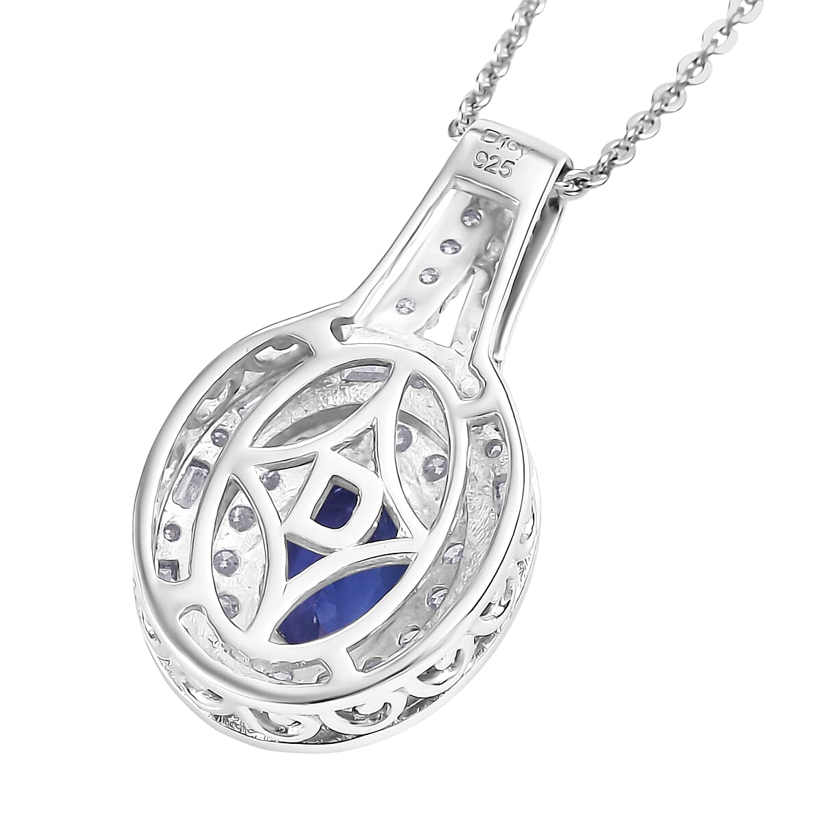 D'Joy Premium Tanzanite and Moissanite 1.75 ctw Pendant Necklace in Rhodium Over Sterling Silver 20 Inches image number 4