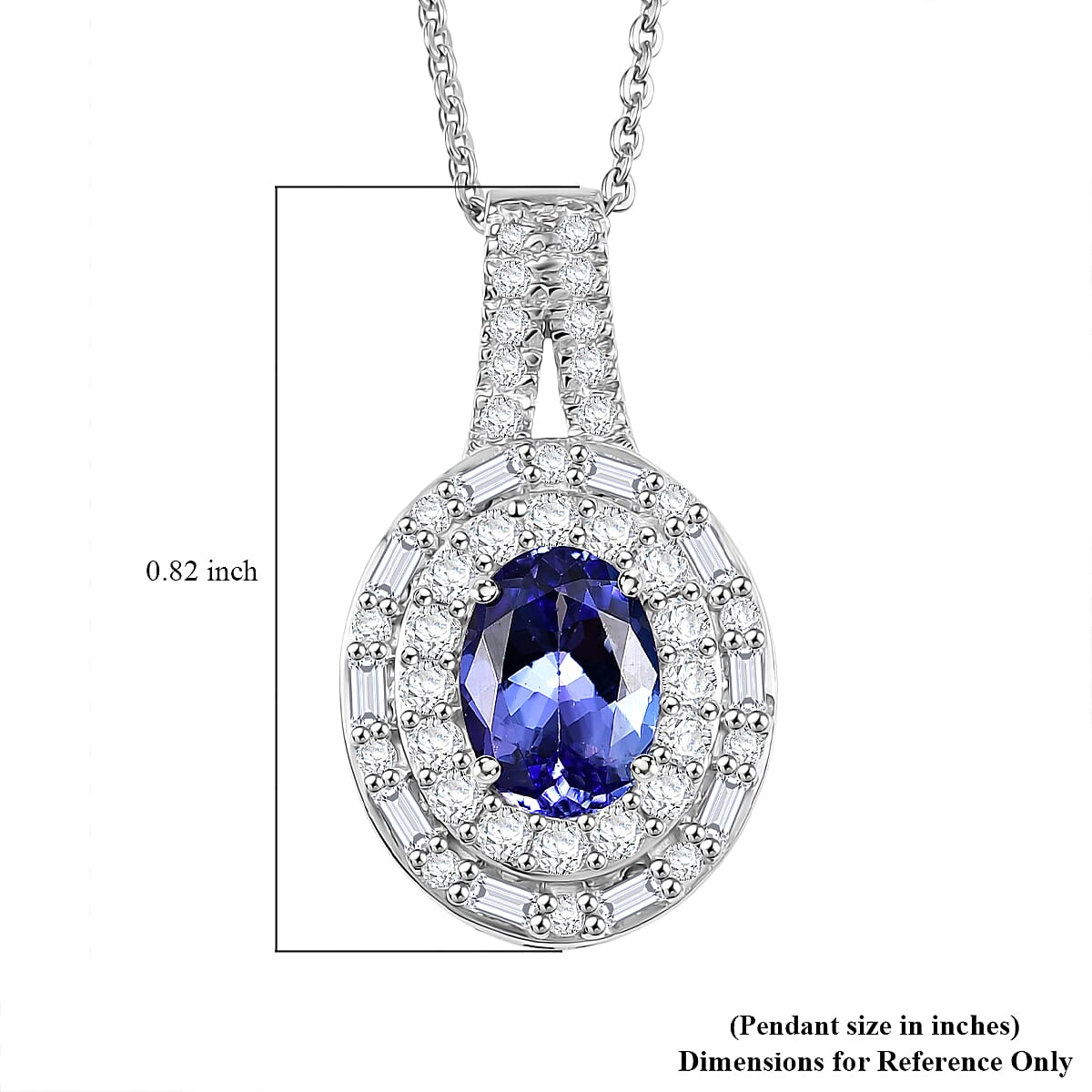 D'Joy Premium Tanzanite and Moissanite 1.75 ctw Pendant Necklace in Rhodium Over Sterling Silver 20 Inches image number 5