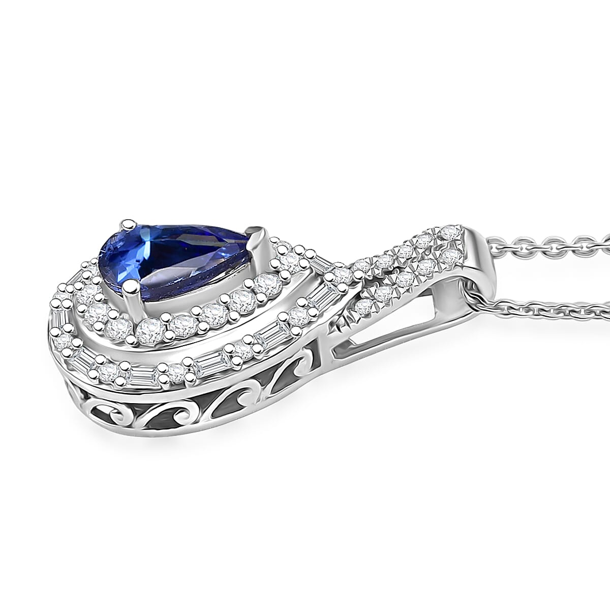 D'Joy Premium Tanzanite and Moissanite 1.60 ctw Galaxy Pendant Necklace in Rhodium Over Sterling Silver 20 Inches image number 3