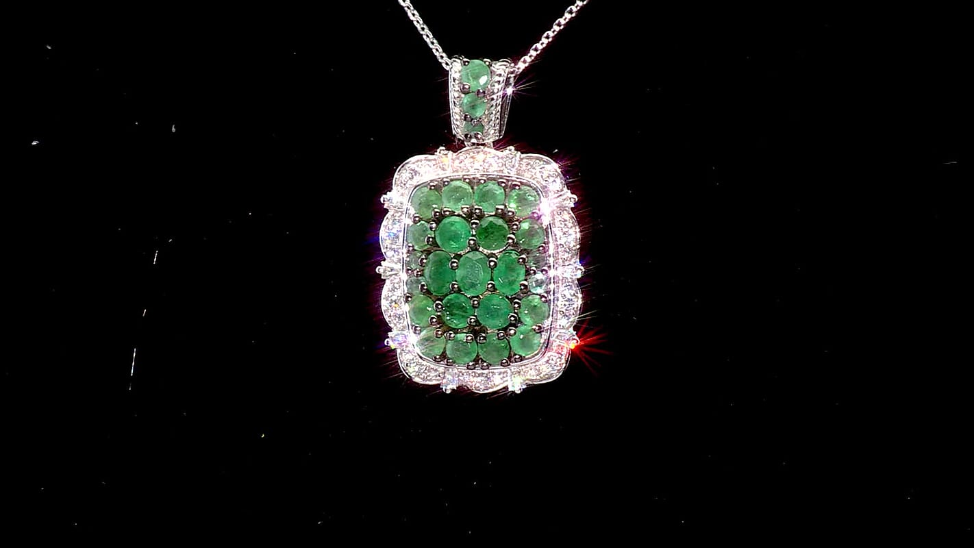 D'Joy Ouro Fino Rubellite and Moissanite 3.90 ctw Floral Bloom Pendant Necklace in Rhodium Over Sterling Silver 20 Inches