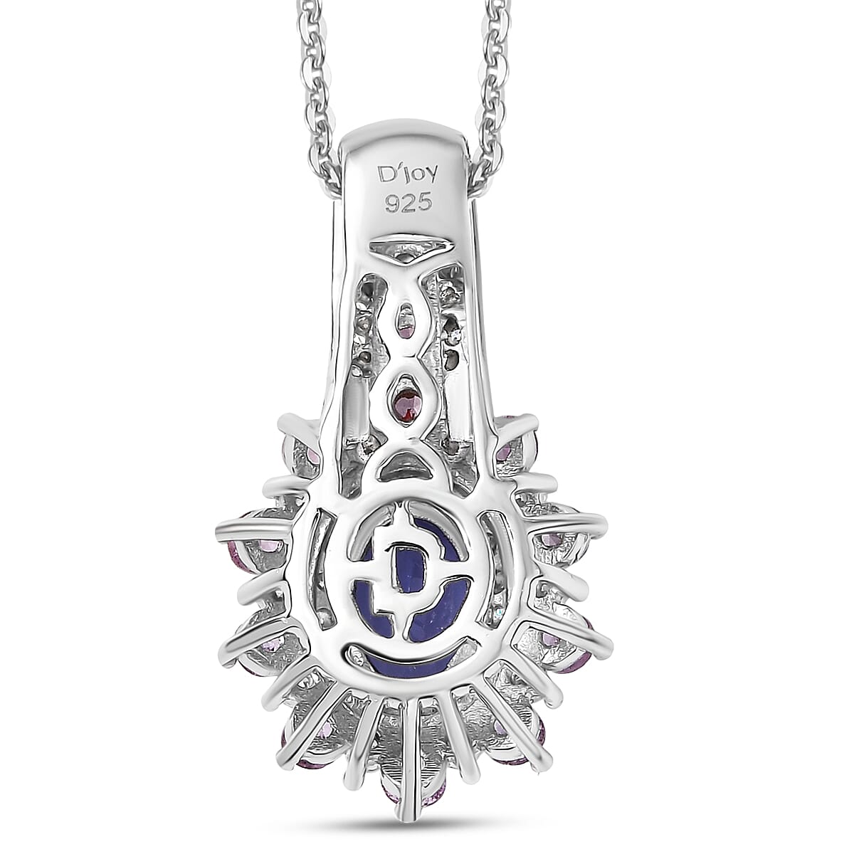 D'Joy Premium Tanzanite and Multi Gemstone 1.60 ctw Pendant Necklace in Rhodium Over Sterling Silver 20 Inches image number 4