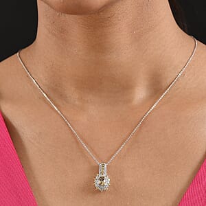 D'Joy Premium Golden Tanzanite and Multi Gemstone 1.65 ctw Sunburst Pendant Necklace in Rhodium Over Sterling Silver 20 Inches