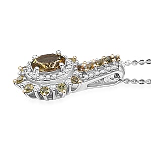 D'Joy Premium Golden Tanzanite and Multi Gemstone 1.65 ctw Sunburst Pendant Necklace in Rhodium Over Sterling Silver 20 Inches