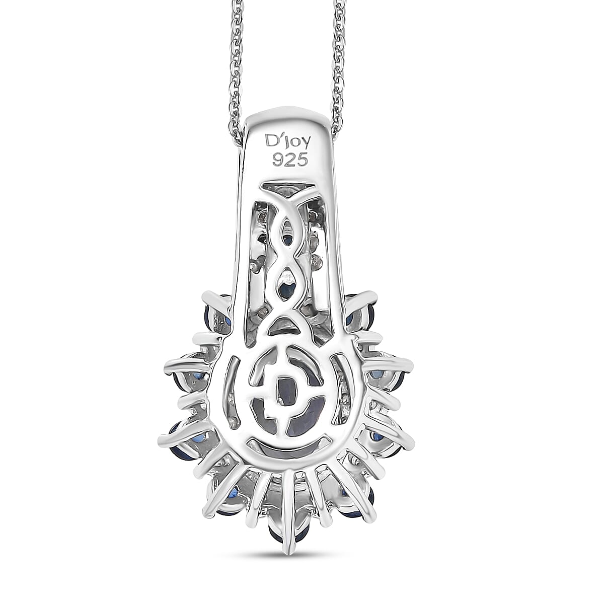 D'Joy Premium Peacock Tanzanite and Multi Gemstone 1.40 ctw Sunburst Pendant Necklace in Rhodium Over Sterling Silver 20 Inches image number 4