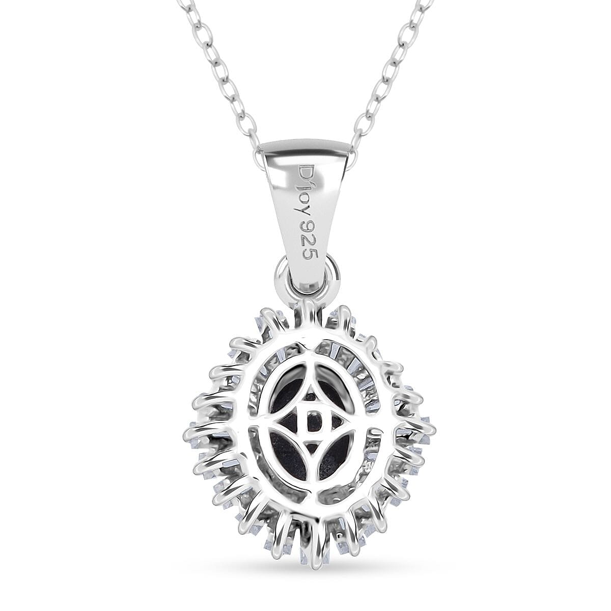 D'Joy Premium Blue Star Sapphire (DF) and Moissanite 3.15 ctw Pendant Necklace in Rhodium Over Sterling Silver 20 Inches image number 4