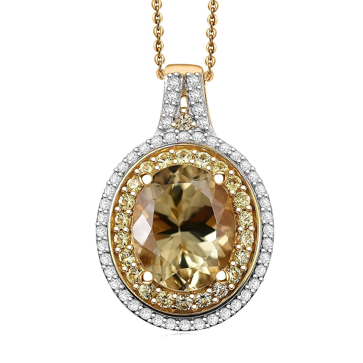 D'Joy Premium Brazilian Heliodor and Multi Gemstone 4.00 ctw Solar Radiance Pendant Necklace in 18K Vermeil Yellow Gold Over Sterling Silver 20 Inches image number 0
