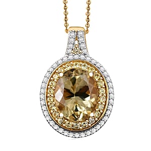 D'Joy Premium Brazilian Heliodor and Multi Gemstone 4.00 ctw Pendant Necklace in 18K Vermeil Yellow Gold Over Sterling Silver 20 Inches