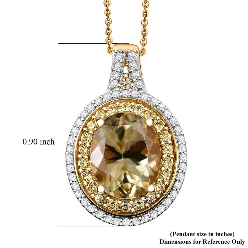 D'Joy Premium Brazilian Heliodor and Multi Gemstone 4.00 ctw Solar Radiance Pendant Necklace in 18K Vermeil Yellow Gold Over Sterling Silver 20 Inches