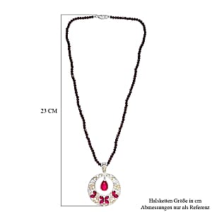 Mulberry Moonstone and Multi Gemstone Beaded Pendant 53.19 ctw Necklace in Vermeil Yellow Gold Over Sterling Silver (18 Inches)