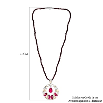 Mulberry Moonstone and Multi Gemstone Beaded Pendant 53.19 ctw Necklace in Vermeil Yellow Gold Over Sterling Silver (18 Inches)