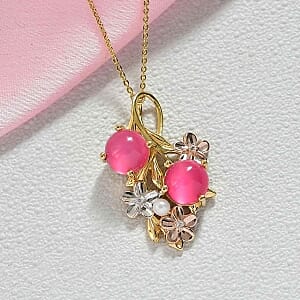 D'Joy Mulberry Moonstone and Multi Gemstone 4.61 ctw Pendant Necklace (18 Inches) in Platinum Over Sterling Silver