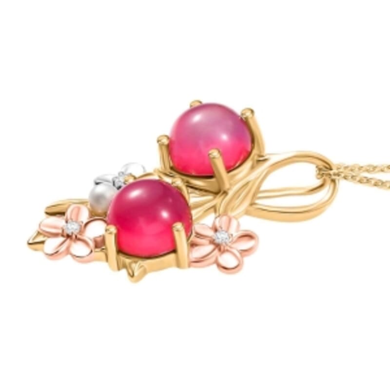 D'Joy Mulberry Moonstone and Multi Gemstone 4.61 ctw Pendant Necklace (18 Inches) in Platinum Over Sterling Silver