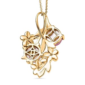 D'Joy Mulberry Moonstone and Multi Gemstone 4.61 ctw Pendant Necklace (18 Inches) in Platinum Over Sterling Silver