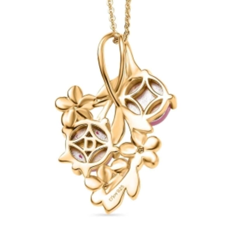 D'Joy Mulberry Moonstone and Multi Gemstone 4.61 ctw Pendant Necklace (18 Inches) in Platinum Over Sterling Silver