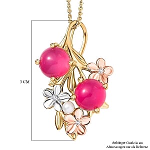 D'Joy Mulberry Moonstone and Multi Gemstone 4.61 ctw Pendant Necklace (18 Inches) in Platinum Over Sterling Silver