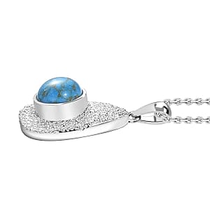 Mojave Blue Turquoise 4.00 ctw Pendant in Goldtone with Stainless Steel (20 Inches)