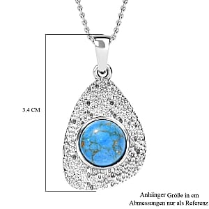 Mojave Blue Turquoise 4.00 ctw Pendant in Goldtone with Stainless Steel (20 Inches)
