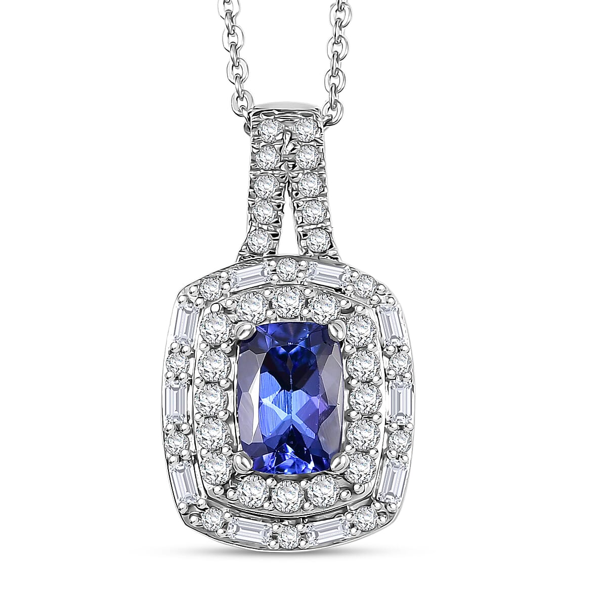 D'Joy Premium Tanzanite and Moissanite 1.60 ctw Galaxy Pendant Necklace in Rhodium Over Sterling Silver 20 Inches image number 0