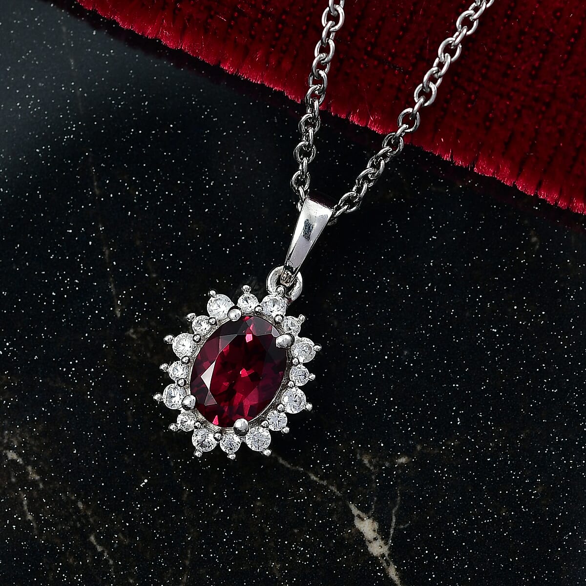 D'Joy Orissa Rhodolite Garnet and White Zircon 2.05 ctw Pendant Necklace 20 Inches in Platinum Over Sterling Silver image number 1