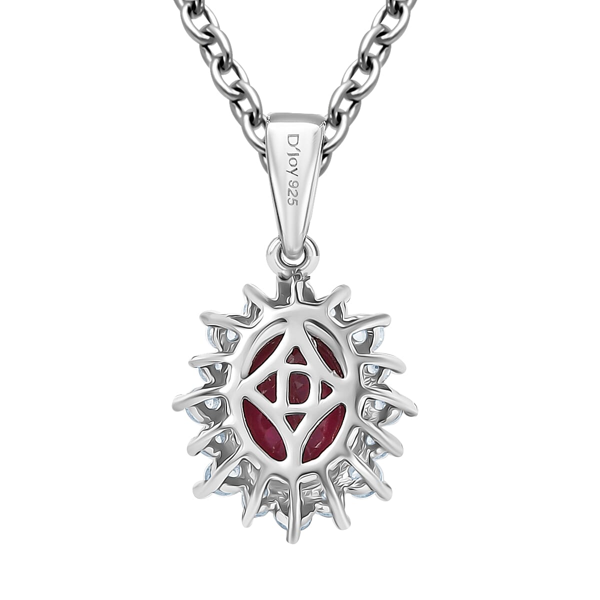 D'Joy Orissa Rhodolite Garnet and White Zircon 2.05 ctw Pendant Necklace 20 Inches in Platinum Over Sterling Silver image number 4