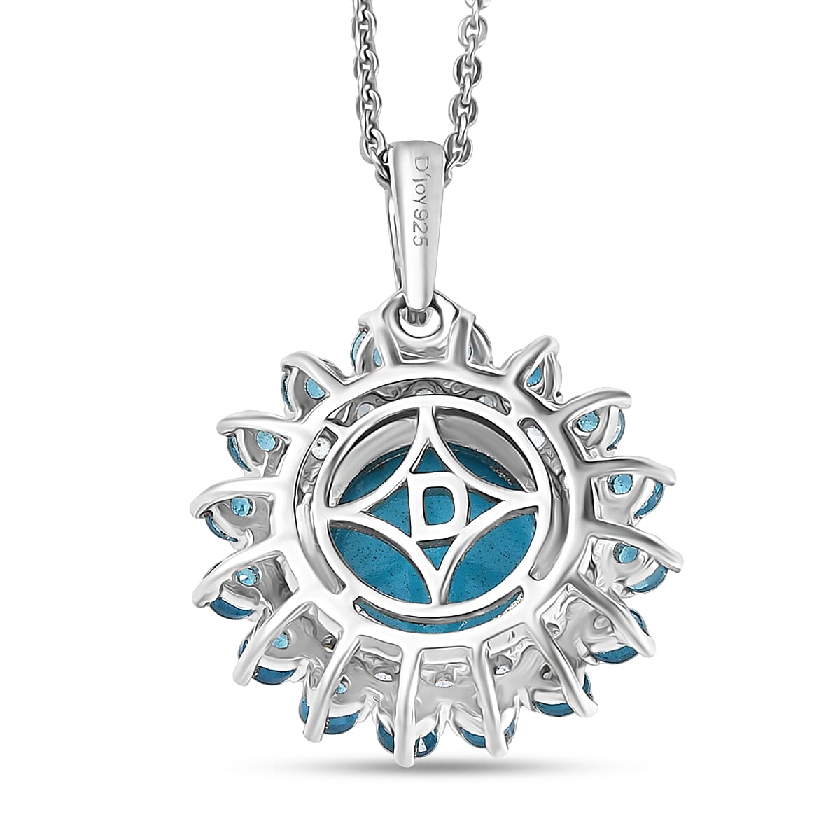 D'Joy Premium Sleeping Beauty Turquoise and Multi Gemstone 3.80 ctw Pendant Necklace 20 Inches in Rhodium Over Sterling Silver image number 4