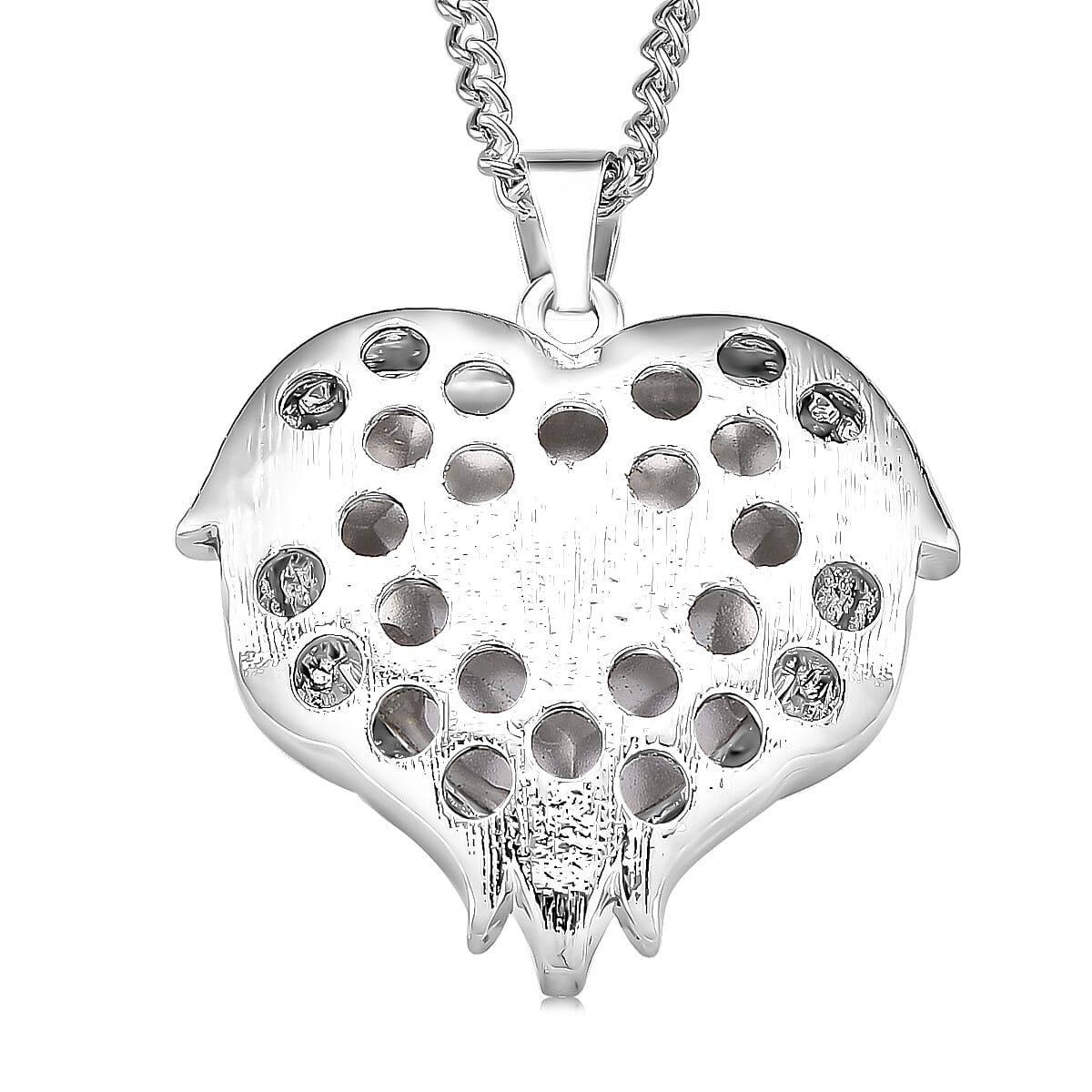 White Aurora Borealis Glass and Austrian Crystal Heart of Ocean Pendant Necklace in Silvertone 24-26 Inches image number 3