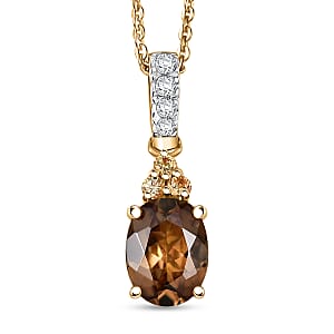 D'Joy AAA Golden Turkizite and Multi Gemstone 1.60 ctw Pendant Necklace 20 Inches in 18K Vermeil Yellow Gold Over Sterling Silver