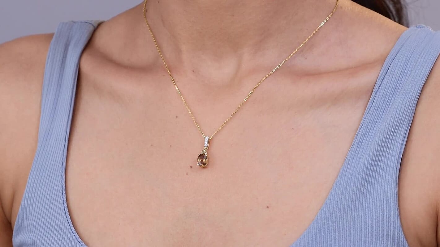 D'Joy AAA Golden Turkizite and Multi Gemstone 1.60 ctw Crown of Flames Pendant Necklace 20 Inches in 18K Vermeil Yellow Gold Over Sterling Silver