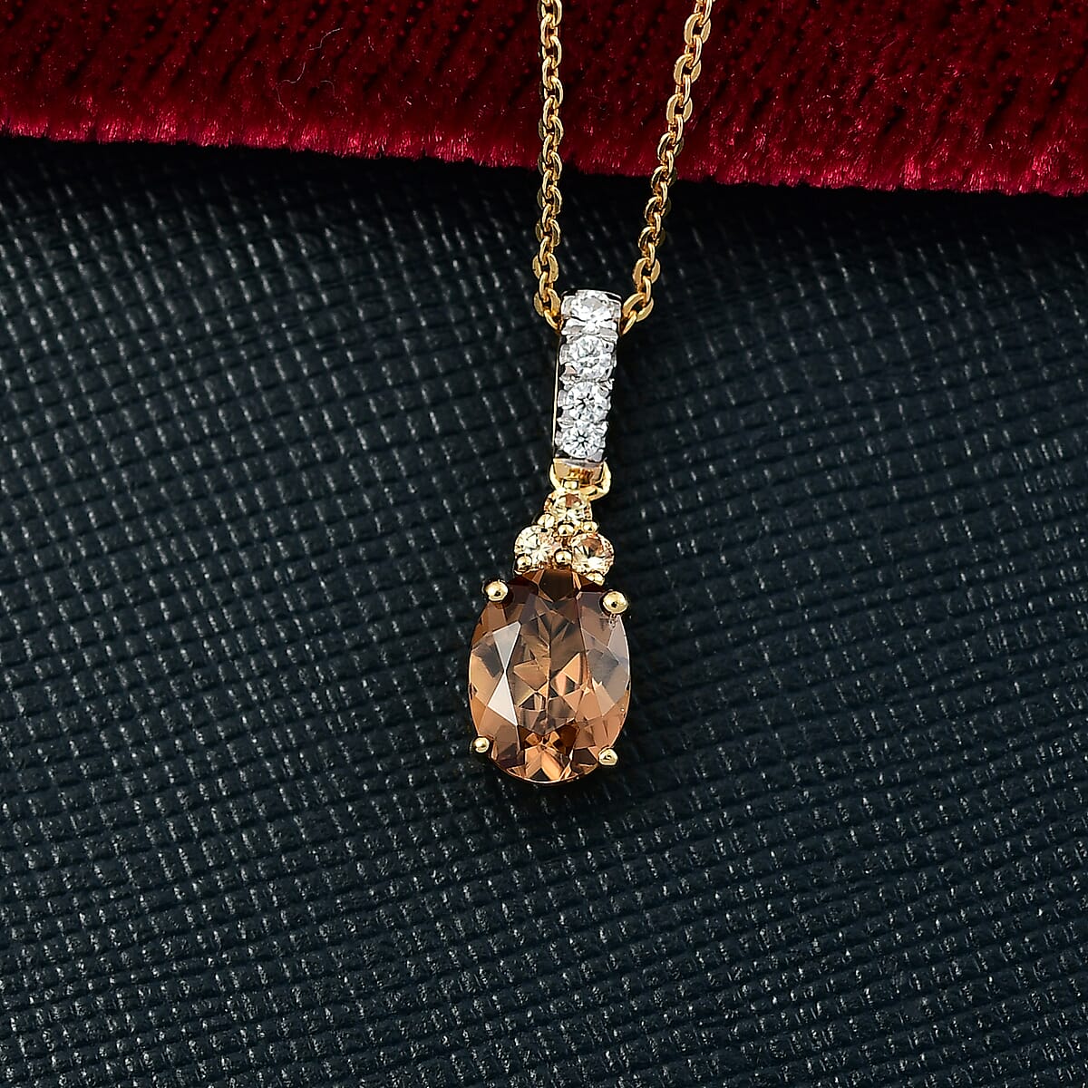 D'Joy AAA Golden Turkizite and Multi Gemstone 1.60 ctw Pendant Necklace 20 Inches in 18K Vermeil Yellow Gold Over Sterling Silver image number 1