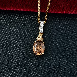 D'Joy AAA Golden Turkizite and Multi Gemstone 1.60 ctw Crown of Flames Pendant Necklace 20 Inches in 18K Vermeil Yellow Gold Over Sterling Silver