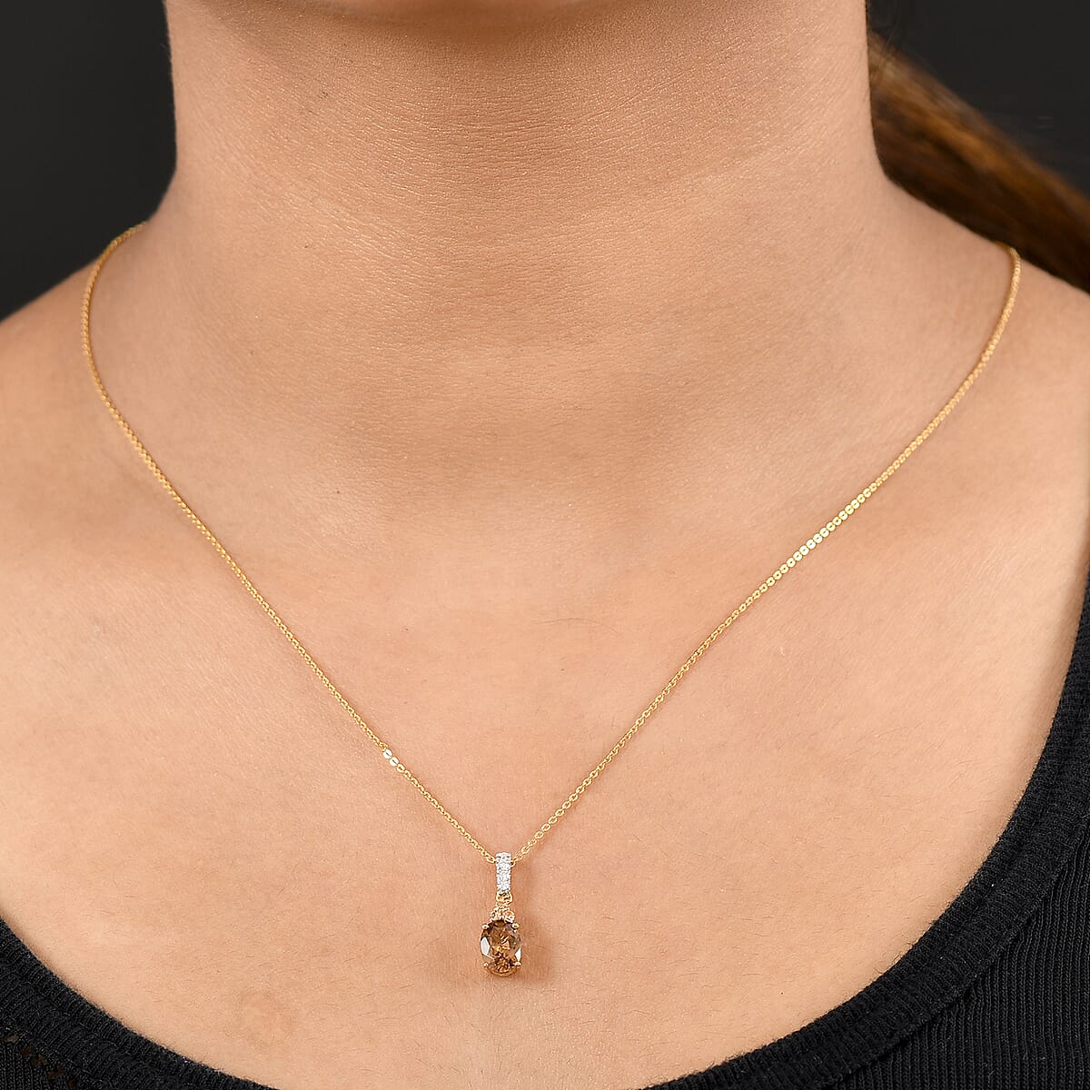 D'Joy AAA Golden Turkizite and Multi Gemstone 1.60 ctw Pendant Necklace 20 Inches in 18K Vermeil Yellow Gold Over Sterling Silver image number 2
