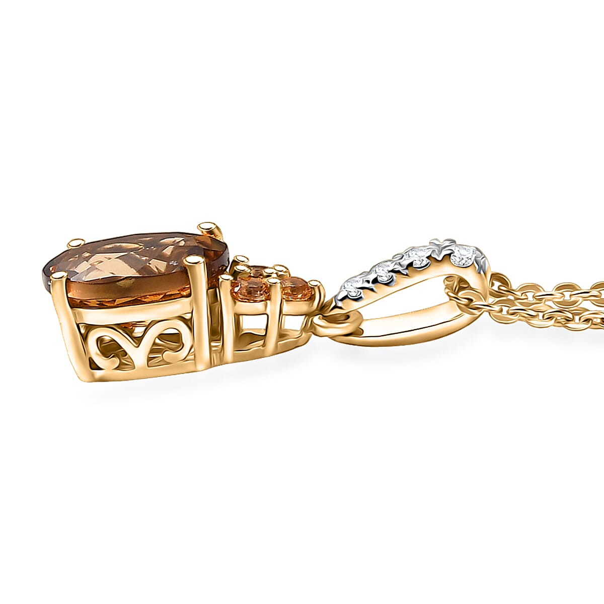 D'Joy AAA Golden Turkizite and Multi Gemstone 1.60 ctw Pendant Necklace 20 Inches in 18K Vermeil Yellow Gold Over Sterling Silver image number 3