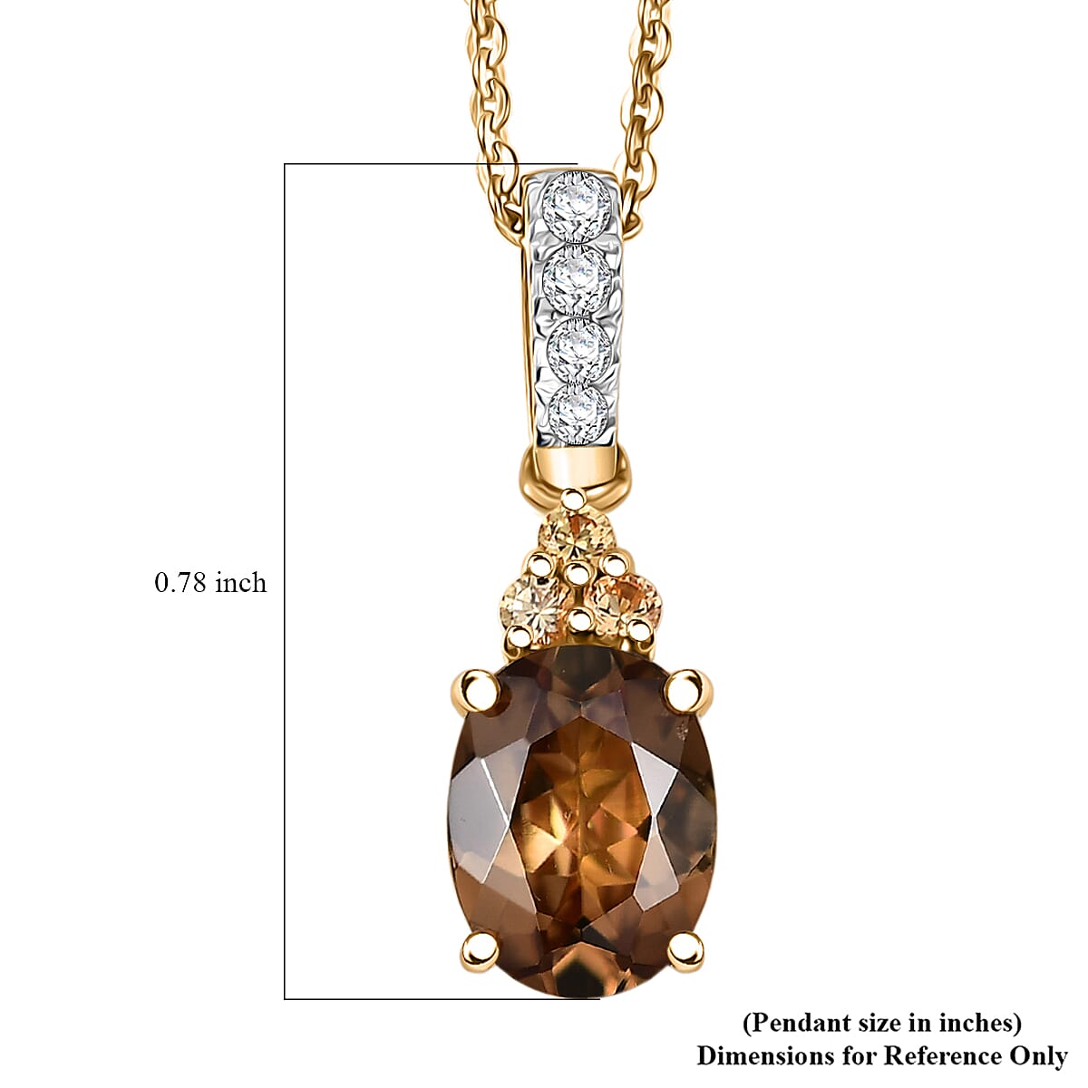 D'Joy AAA Golden Turkizite and Multi Gemstone 1.60 ctw Pendant Necklace 20 Inches in 18K Vermeil Yellow Gold Over Sterling Silver image number 6