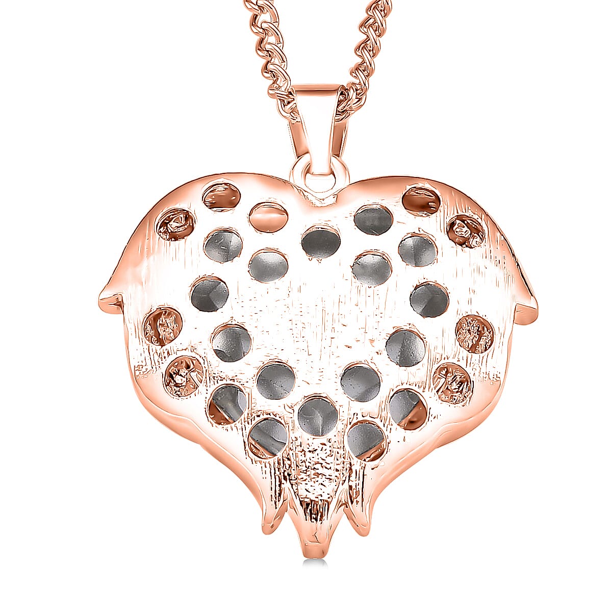 Pink Magic Color Glass and Austrian Crystal Heart of Ocean Pendant Necklace in Rosetone 24-26 Inches image number 3