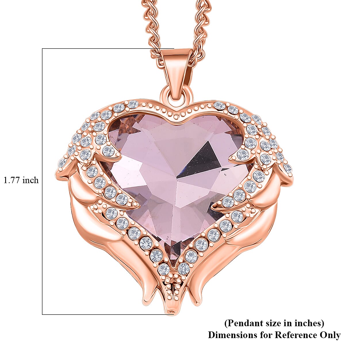 Pink Magic Color Glass and Austrian Crystal Heart of Ocean Pendant Necklace in Rosetone 24-26 Inches image number 5