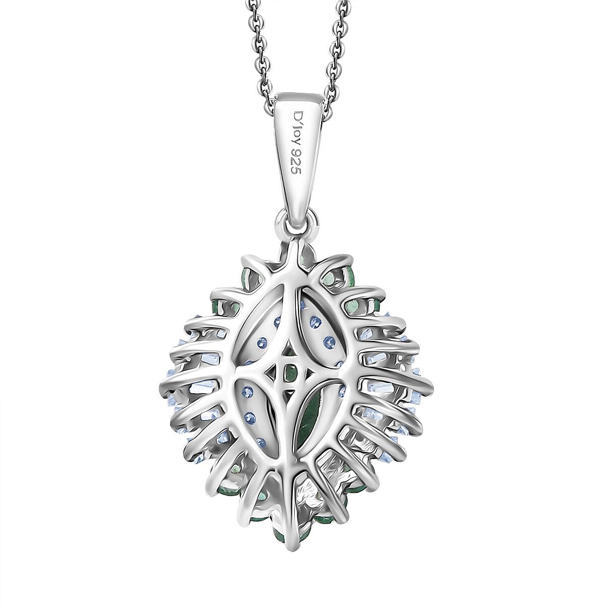 D'Joy Premium Kagem Zambian Emerald and Moissanite 1.25 ctw Pendant Necklace in Rhodium Over Sterling Silver 20 Inches