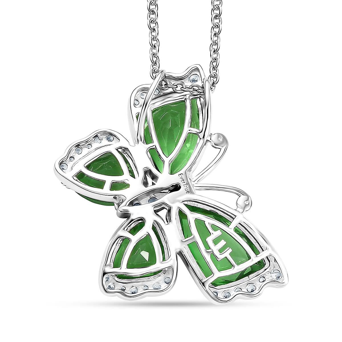 EverTrue Chartreuse Quartz (Triplet) and White Zircon 14.00 ctw Pendant in Platinum Bond with Stainless Steel Necklace 20 Inches image number 4