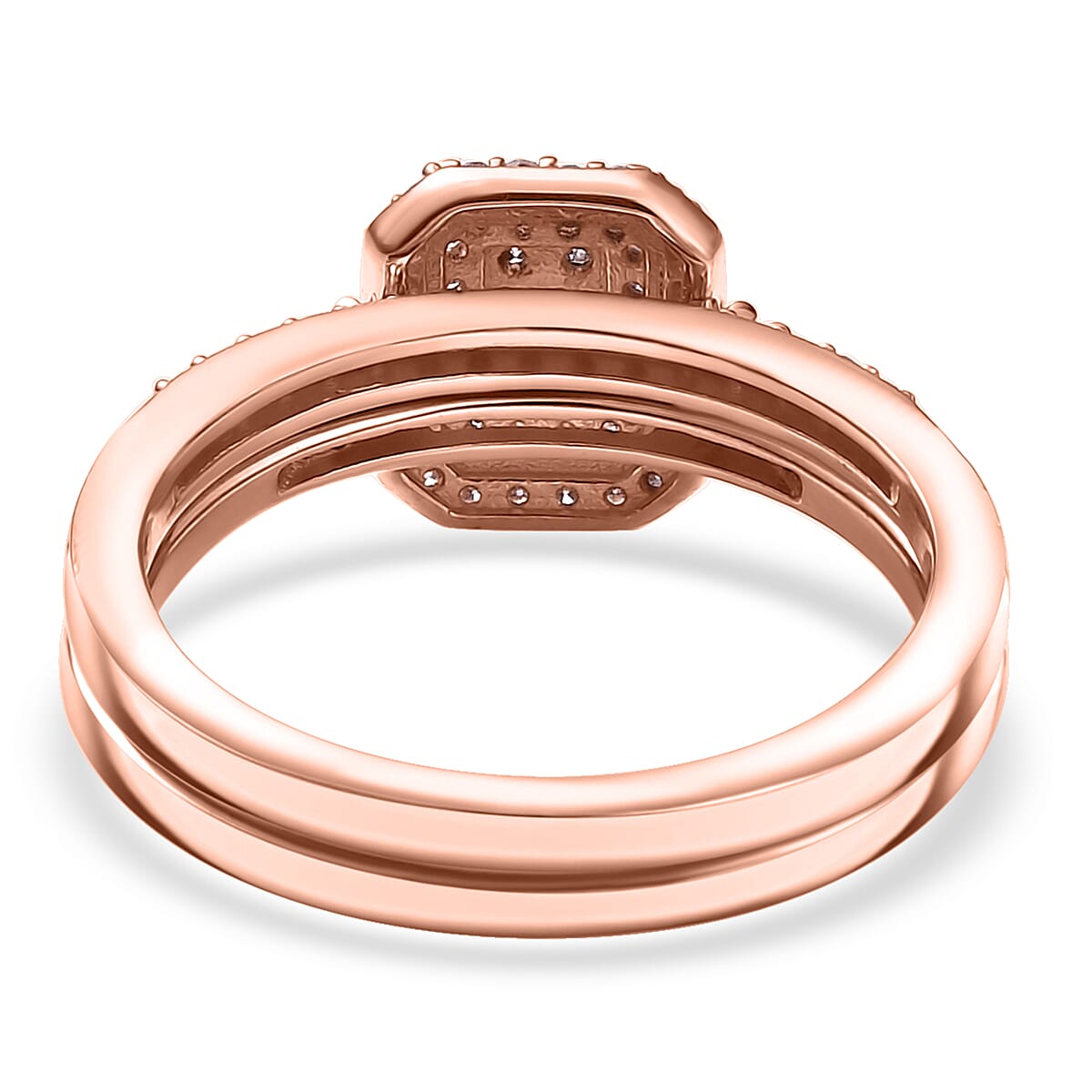 D'Joy Natural Pink Diamond I3 0.50 ctw Set of 2 Stackable Ring in 18K Vermeil Rose Gold Over Sterling Silver (Size 10.0) image number 4
