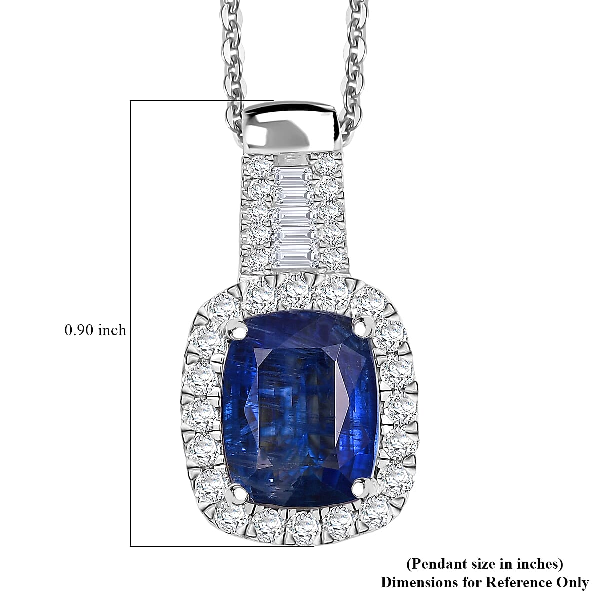 D'Joy Premium Kashmir Kyanite and Moissanite 4.35 ctw Midnight Majesty Pendant Necklace in Rhodium Over Sterling Silver 20 Inches image number 6
