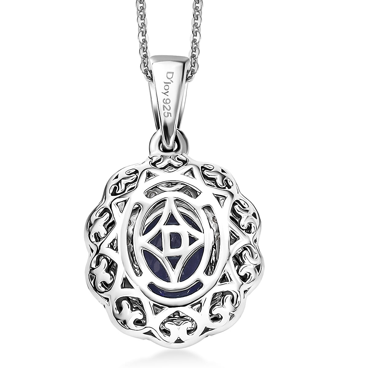 D'Joy Premium London Blue Topaz and White Zircon 3.40 ctw Pendant Necklace in Rhodium Over Sterling Silver 20 Inches image number 4