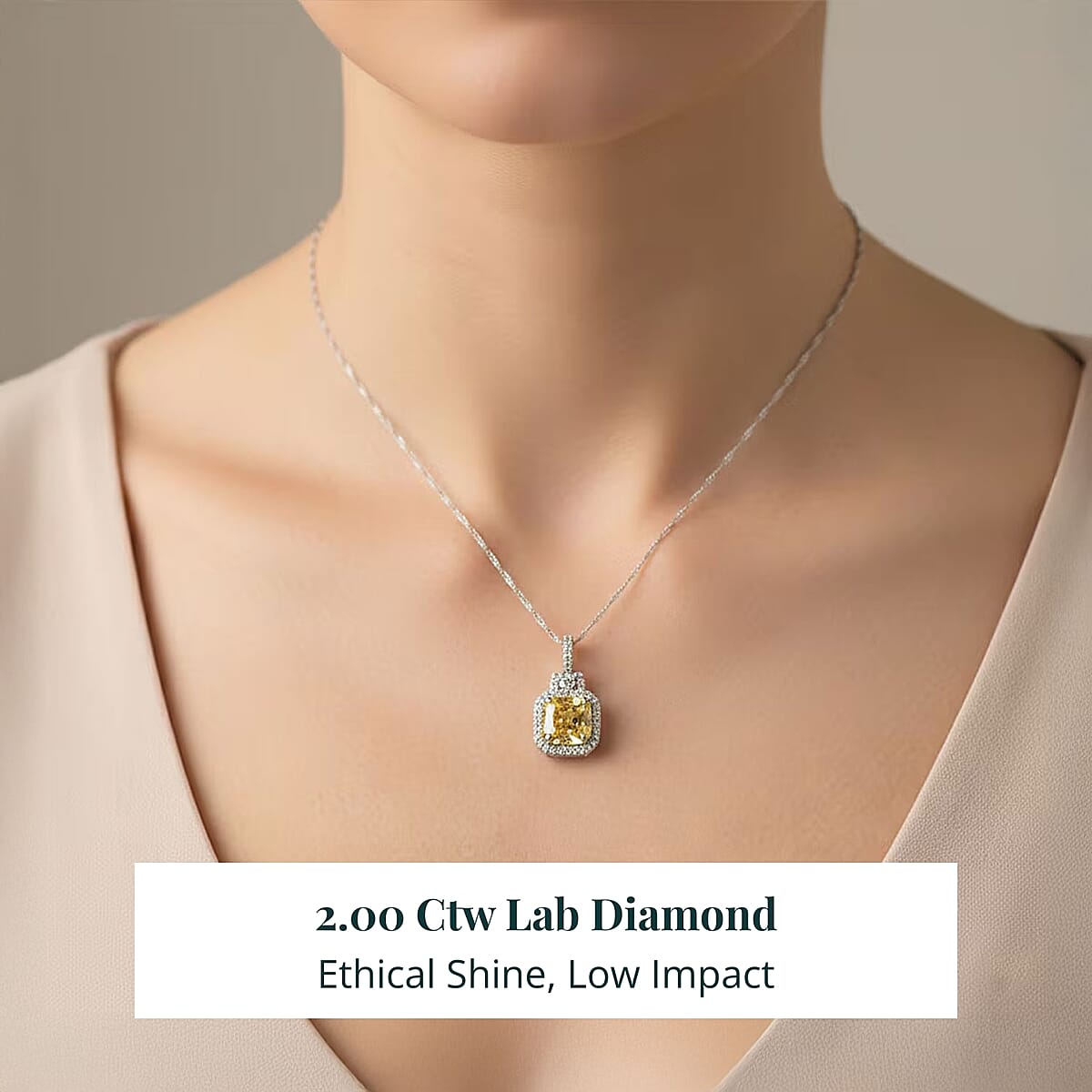 IGI Certified Luxuriant Lab Grown Yellow Diamond (IR) and Lab Grown Diamond VS 2.00 ctw Art Deco Pendant Necklace in 950 Platinum 20 Inches image number 1