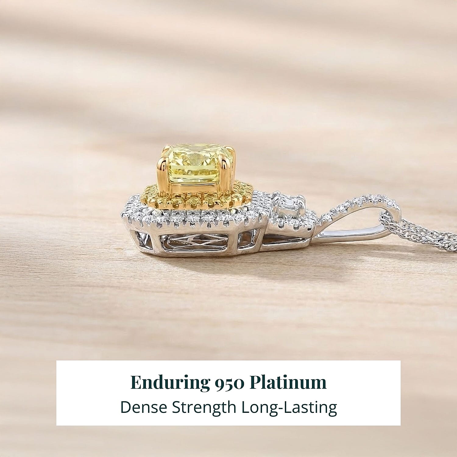 IGI Certified Luxuriant Lab Grown Yellow Diamond (IR) and Lab Grown Diamond VS 2.00 ctw Art Deco Pendant Necklace in 950 Platinum 20 Inches