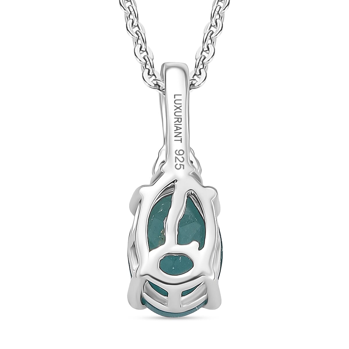 Premium Grandidierite and G-H SI Luxuriant Lab Grown Diamond 0.80 ctw Art Deco Pendant Necklace in Rhodium Over Sterling Silver 20 Inches