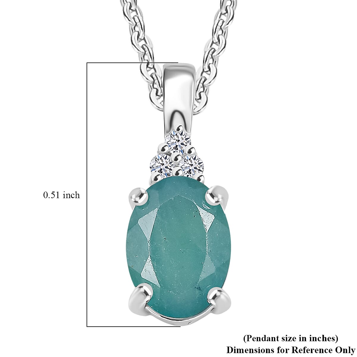 Premium Grandidierite and G-H SI Luxuriant Lab Grown Diamond 0.80 ctw Pendant Necklace in Rhodium Over Sterling Silver 20 Inches image number 6