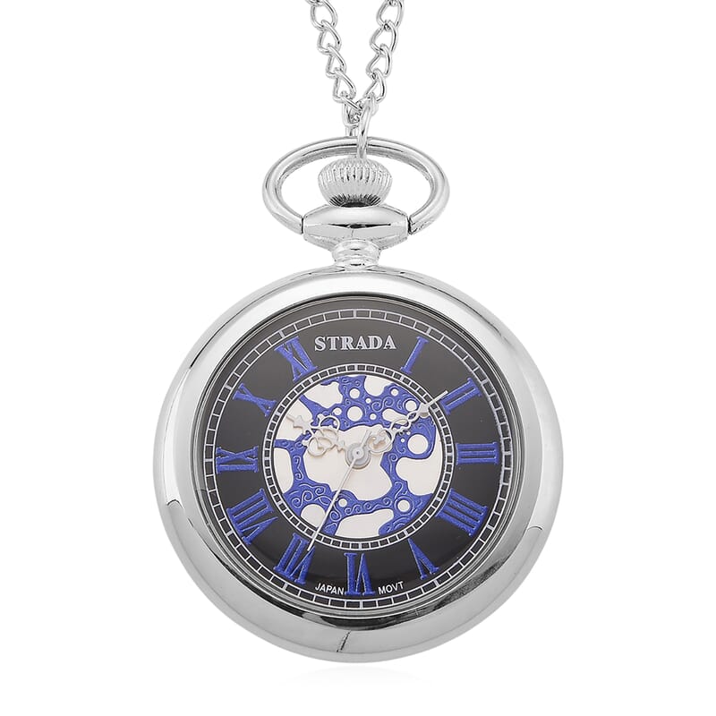 Strada Multi Murano Style Japanese Movement Pocket Watch in Goldtone and ION Plated YG Stainless Steel Earrings