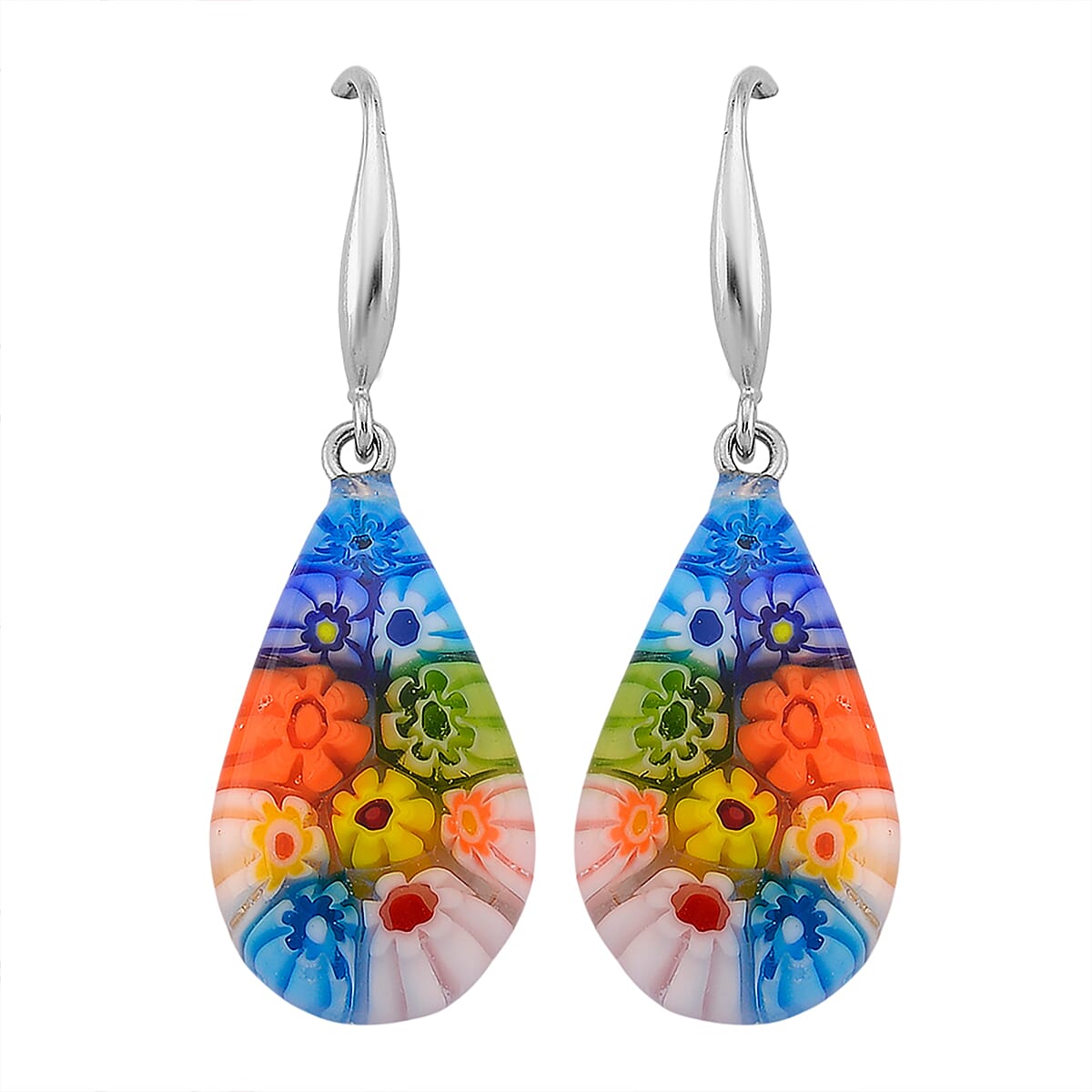 Strada Multi Murano Style Japanese Movement Pocket Watch in Goldtone and ION Plated YG Stainless Steel Earrings image number 7