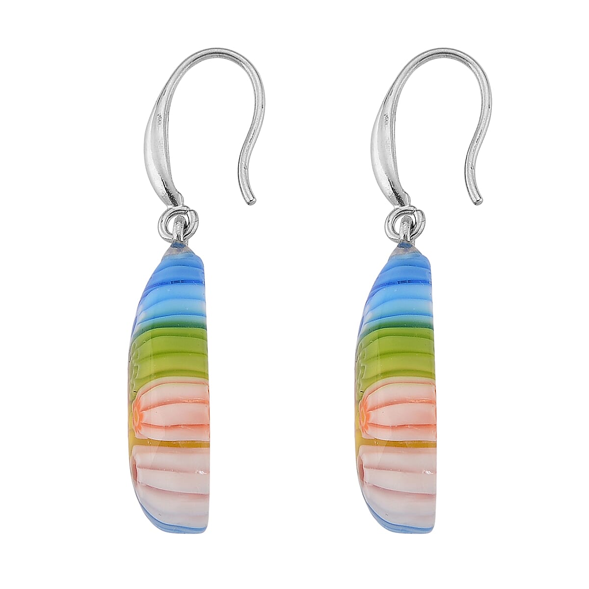 Strada Multi Murano Style Japanese Movement Pocket Watch in Goldtone and ION Plated YG Stainless Steel Earrings image number 8