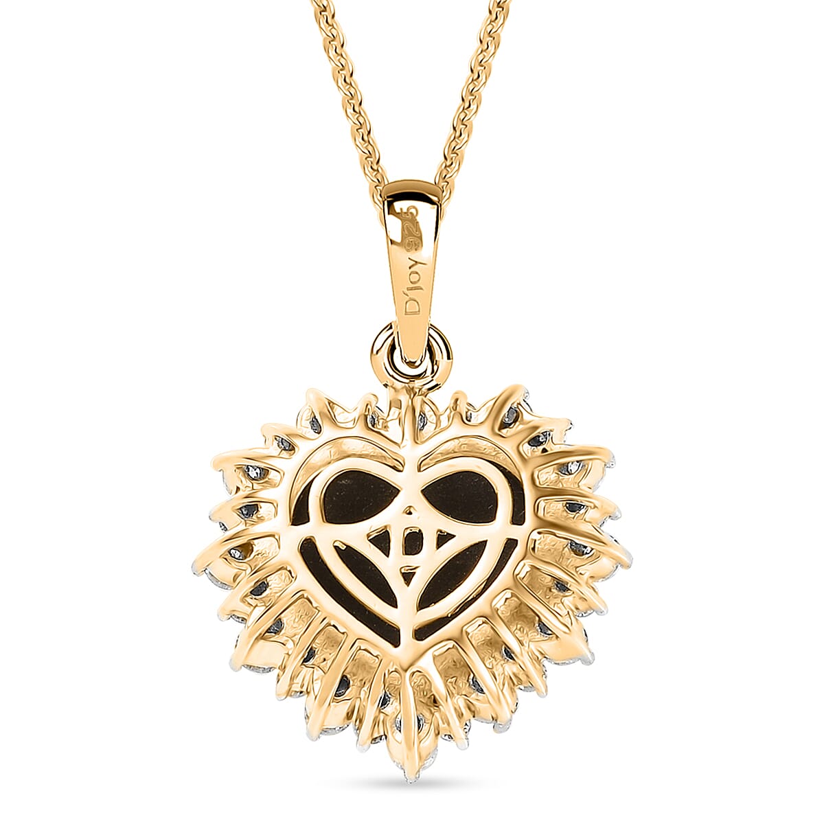 D'Joy Canadian Ammolite and Moissanite 0.50 ctw Heart of the Aurora Pendant Necklace 20 Inches in 18K Vermeil Yellow Gold Over Sterling Silver