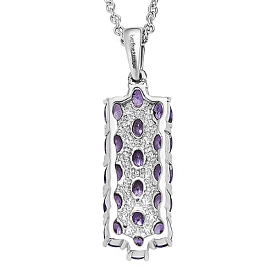 EverTrue Blue Simulated Diamond Pendant Necklace in Stainless Steel 3.60 ctw (20 Inches)